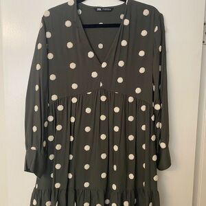 Zara Green V-Neck Bishop Sleeve Sundress